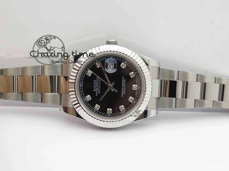 0218 DateJust II 41mm SS BP Maker Best Edition Black Dial Diam On SS Bracelet SA Lightweight 3728
